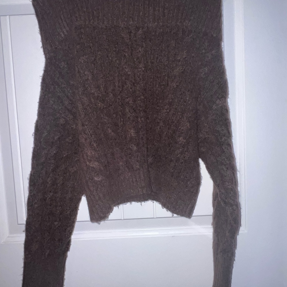 Express Off-the-Shoulder Brown Sweater